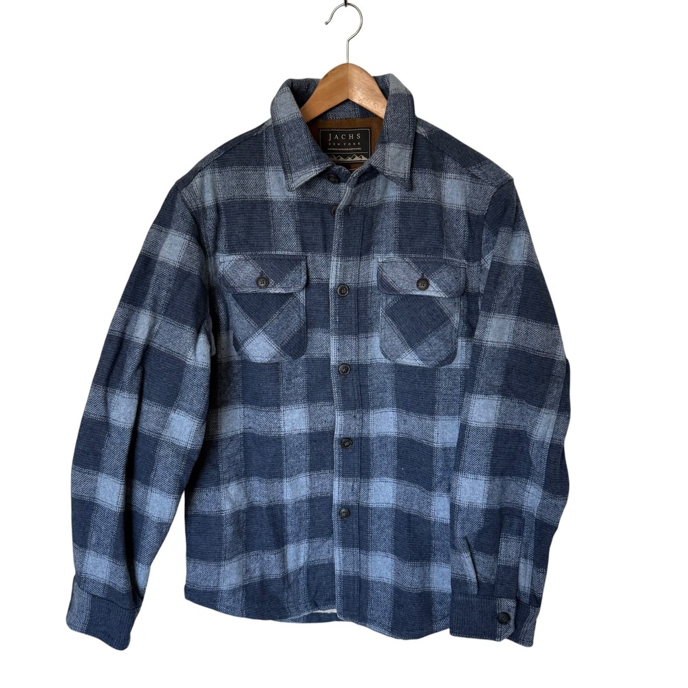 Jachs New York Wool Blend Jacket Men S Blue NEW Plaid Fleece Lined Shacket
